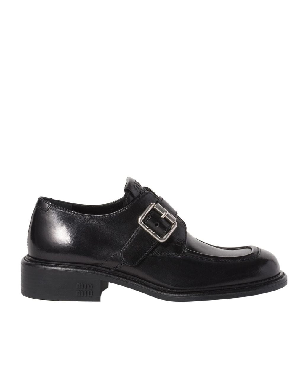 Miu Miu Black Leather Shoes With Buckle