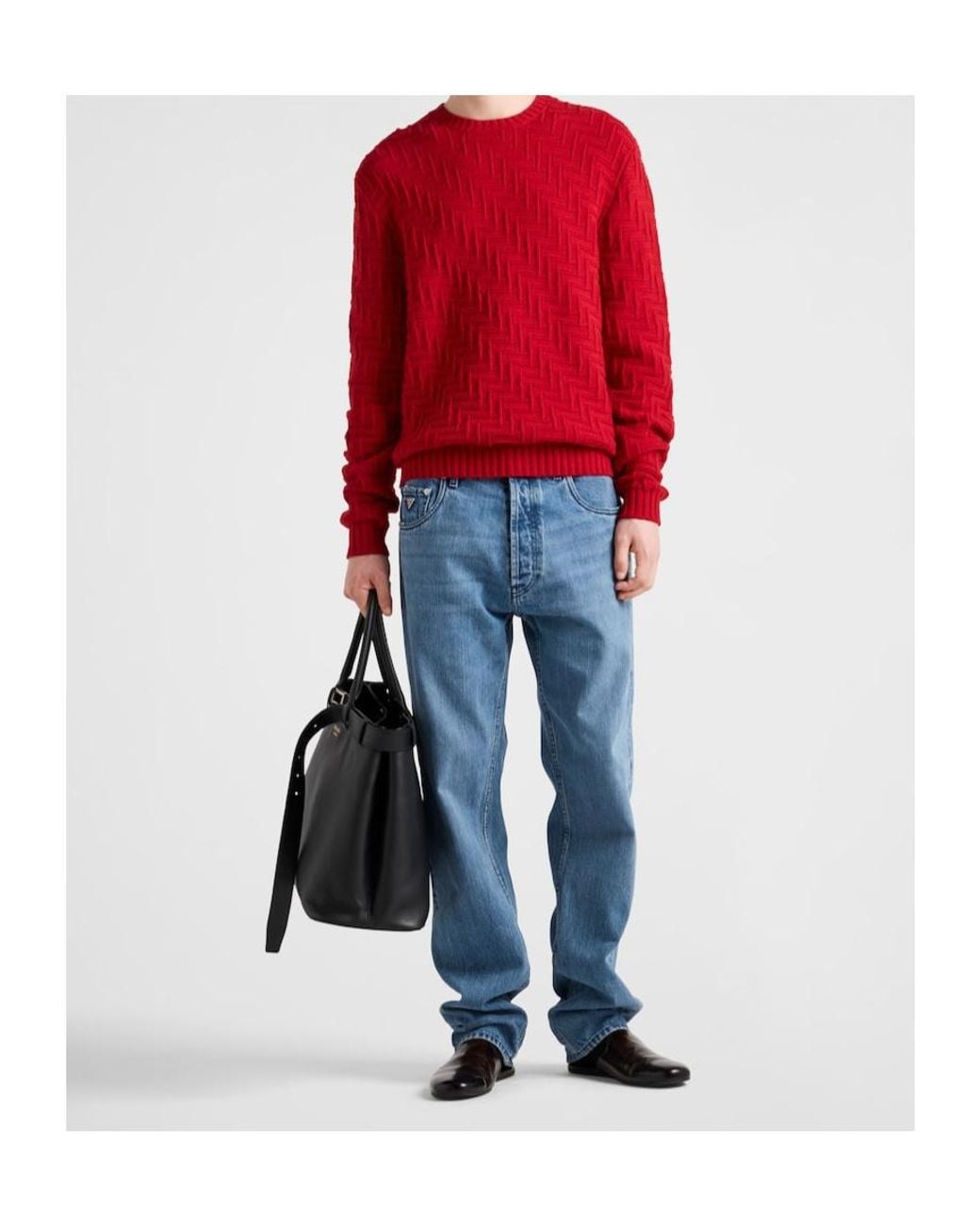 Prada Red Crewneck Knitted Sweater for men