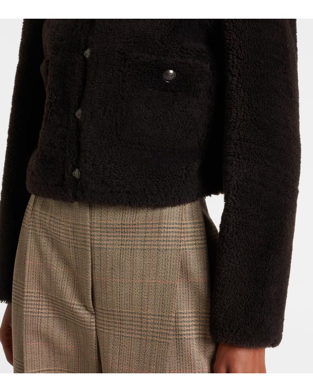 Dorothee Schumacher Black Crew Neck Long Sleeve Leather Jacket