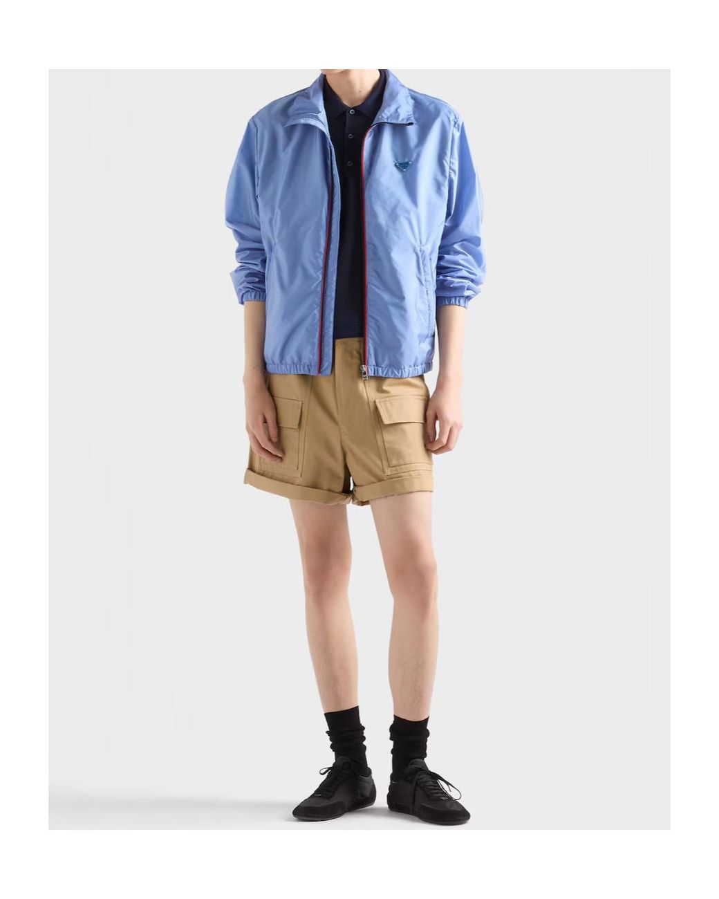 Prada Blue Buttoned Short-Sleeve Polo Shirt for men