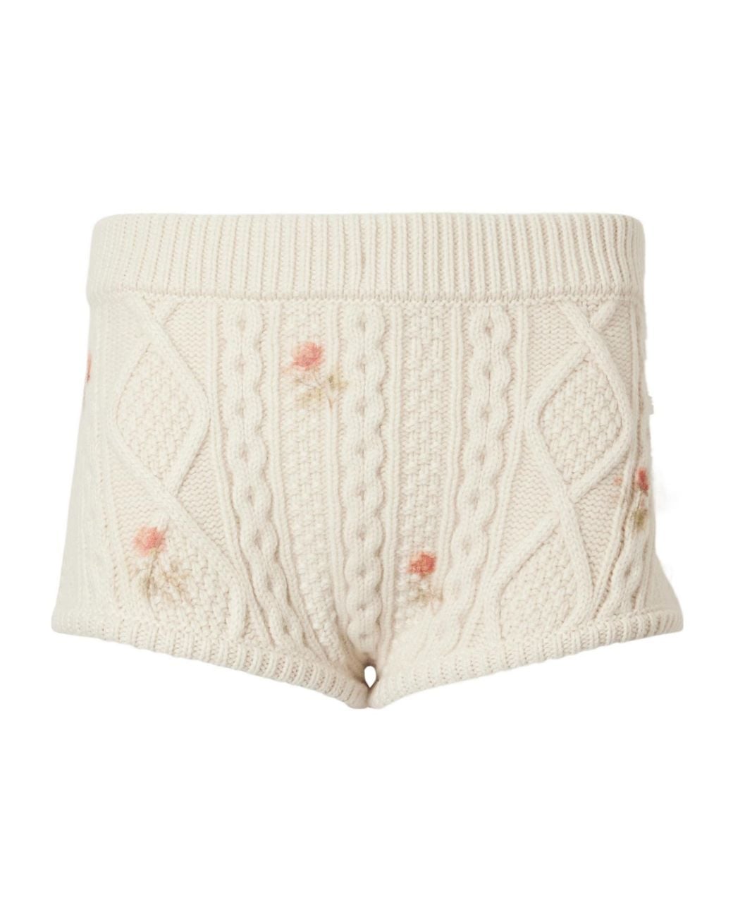 Magda Butrym Natural Floral Cable-Knit Shorts