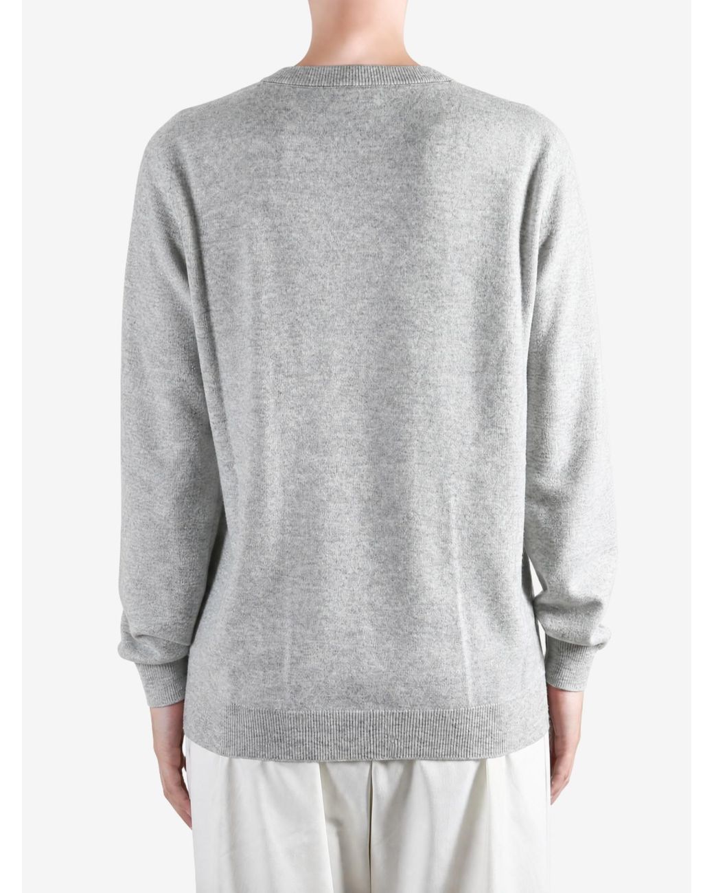 Brunello Cucinelli Gray Long-Sleeve Knit Top