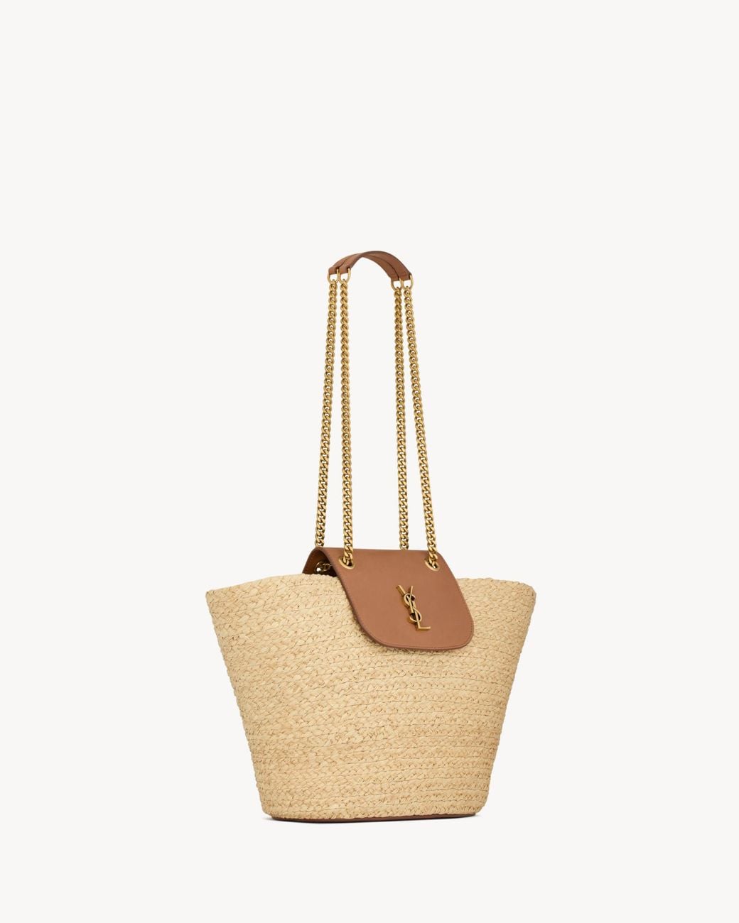 Saint Laurent Natural Manon Logo Plaque Shoulder Bag