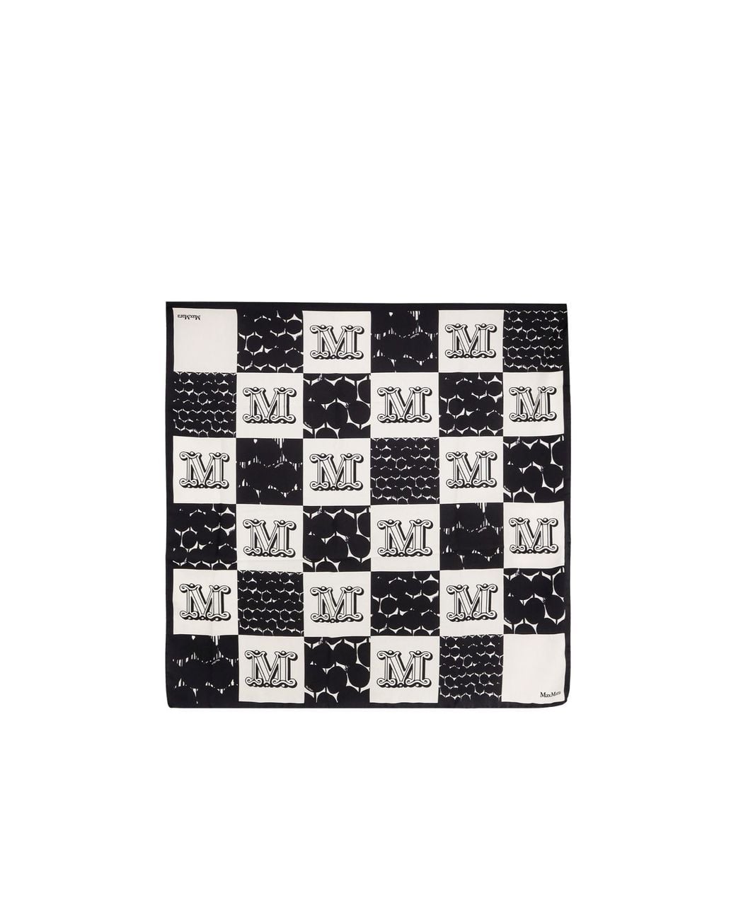 Max Mara Black Printed Silk Scarf