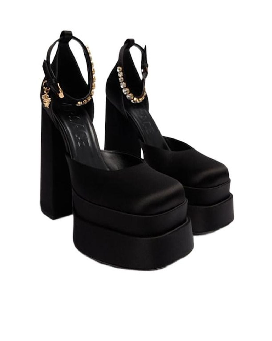 Versace Black Mules With Block Heel And Strap