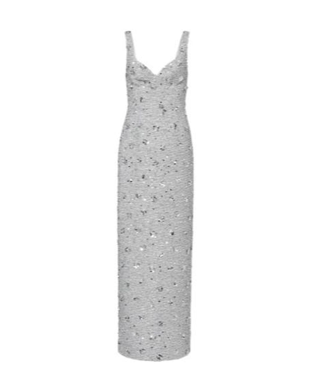 Jonathan Simkhai White Sequined Tweed Gown