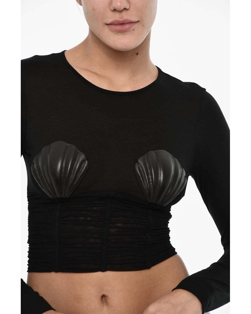 DSquared² Black Shell-Embellished Long-Sleeve T-Shirt