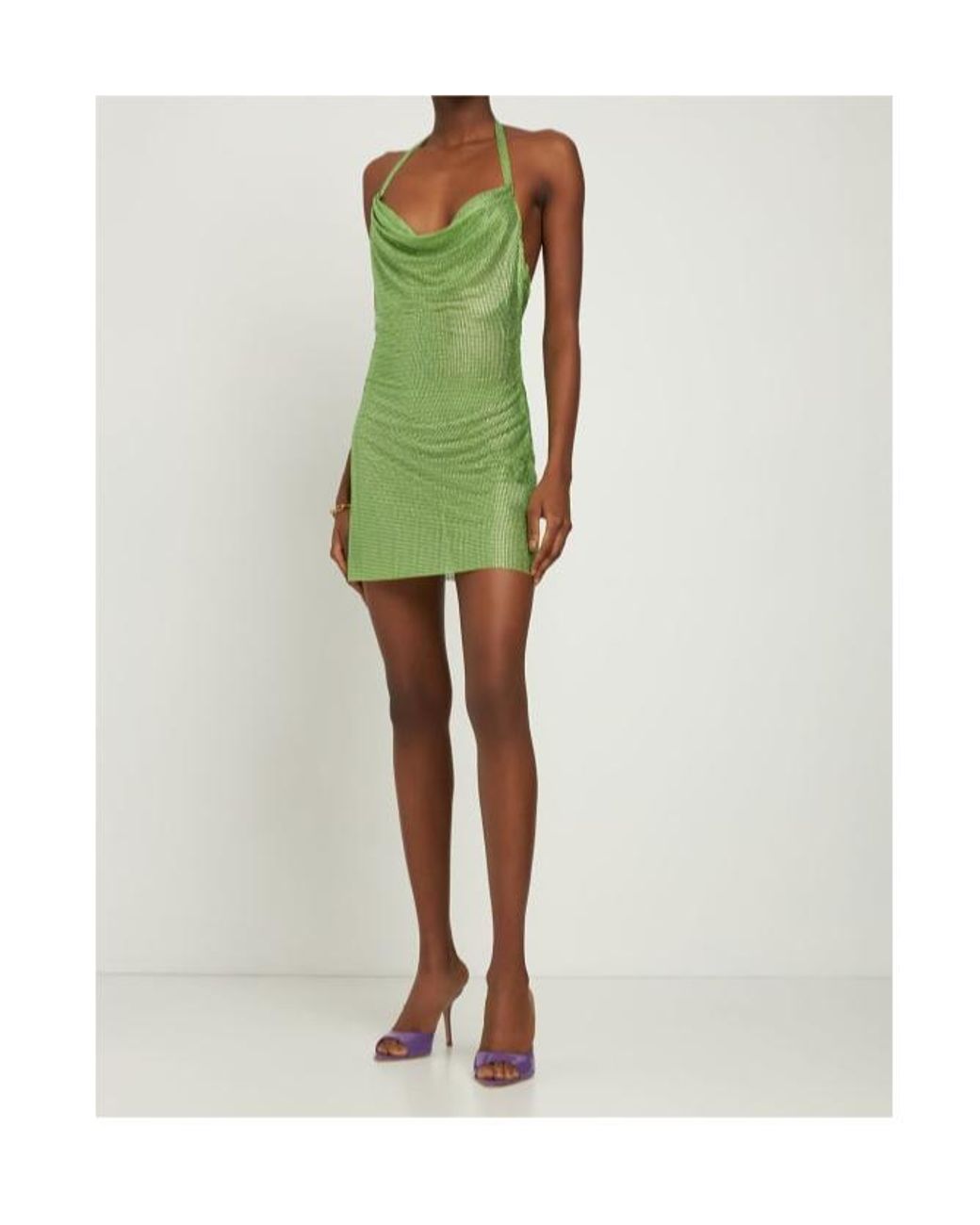 GIUSEPPE DI MORABITO Green Embellished Net Mini Dress