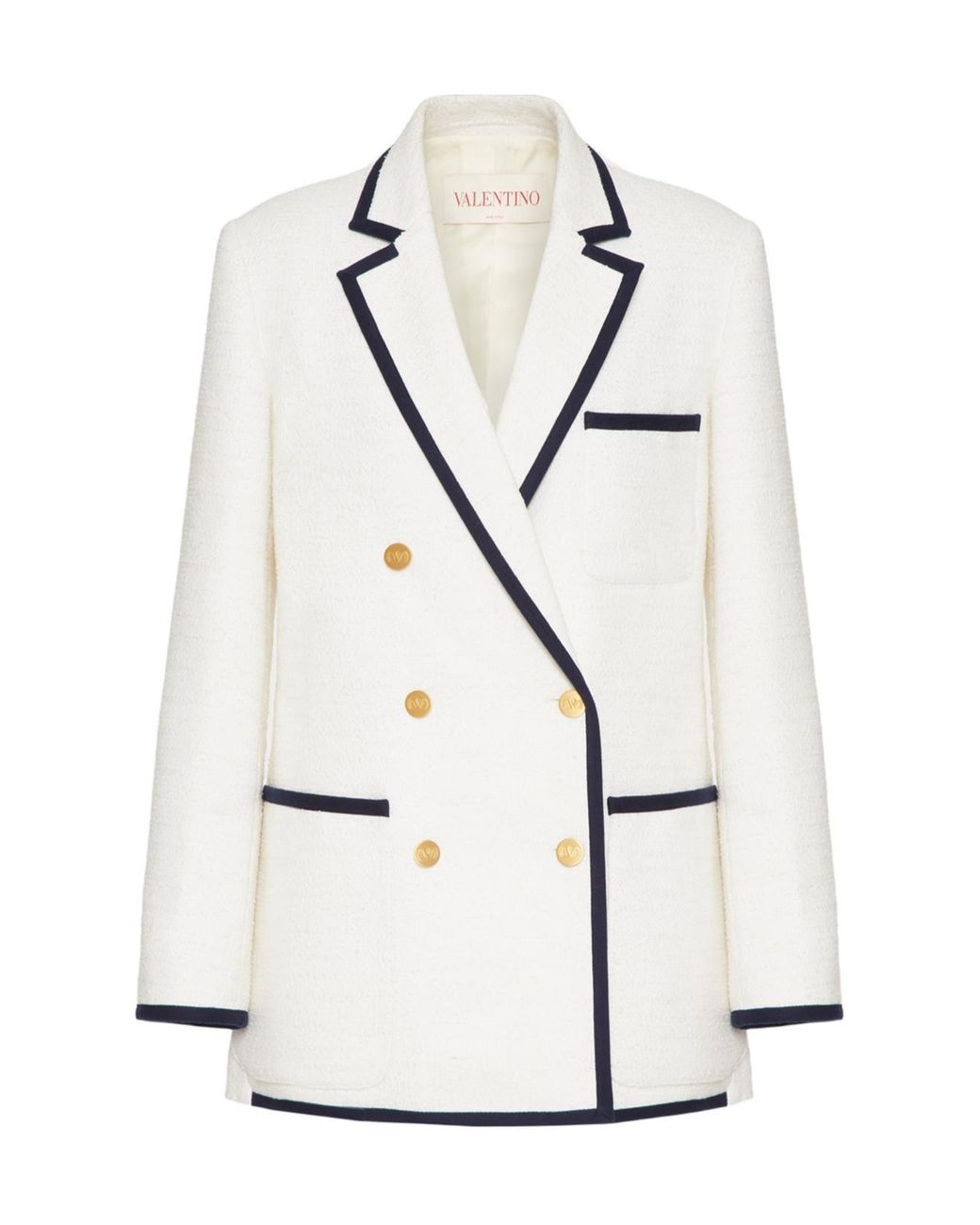 Valentino White Double-Breasted Long-Sleeved Jacket