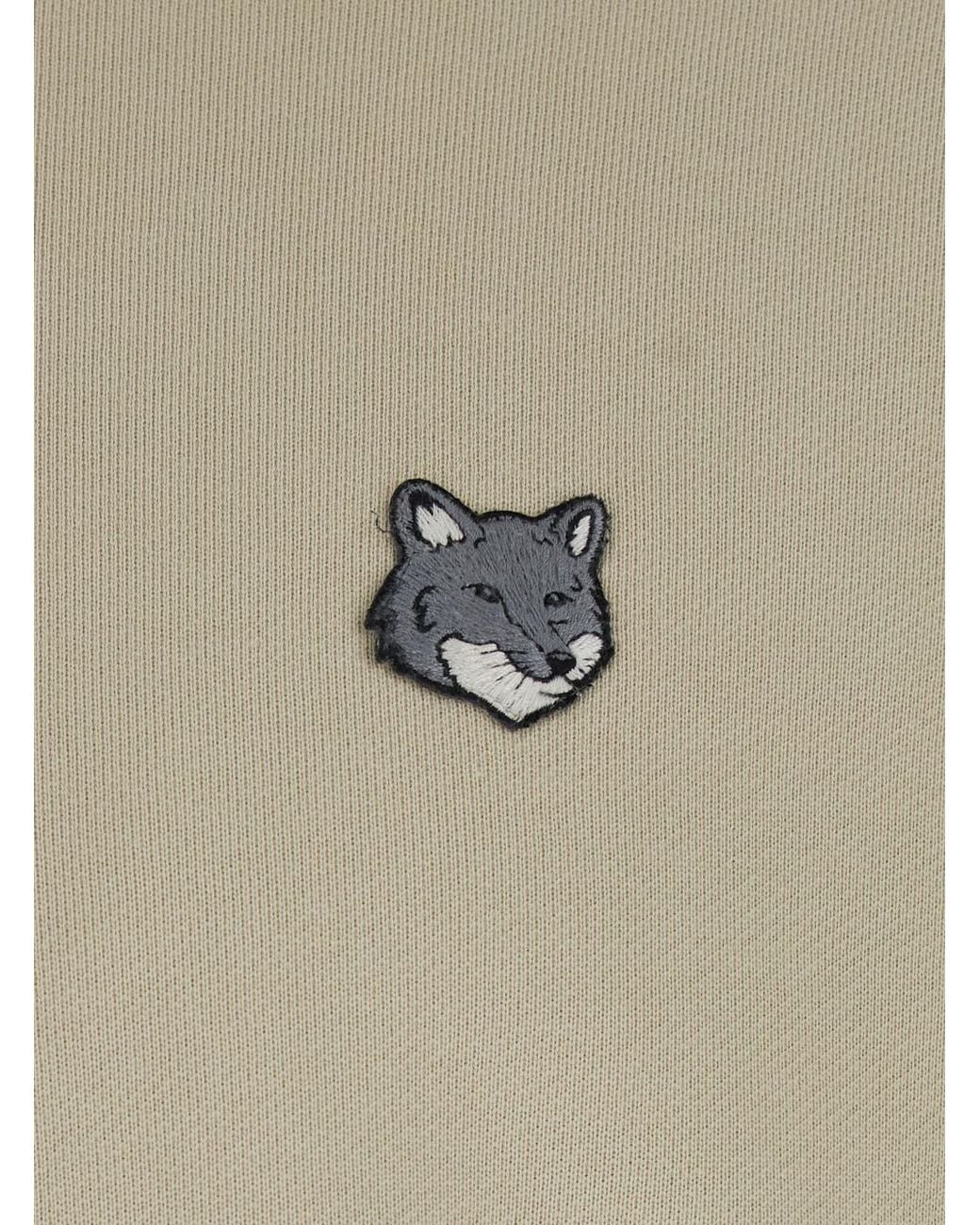 Maison Kitsuné Natural Maison Kitsuné Fox Head Half-Zip Sweatshirt for men