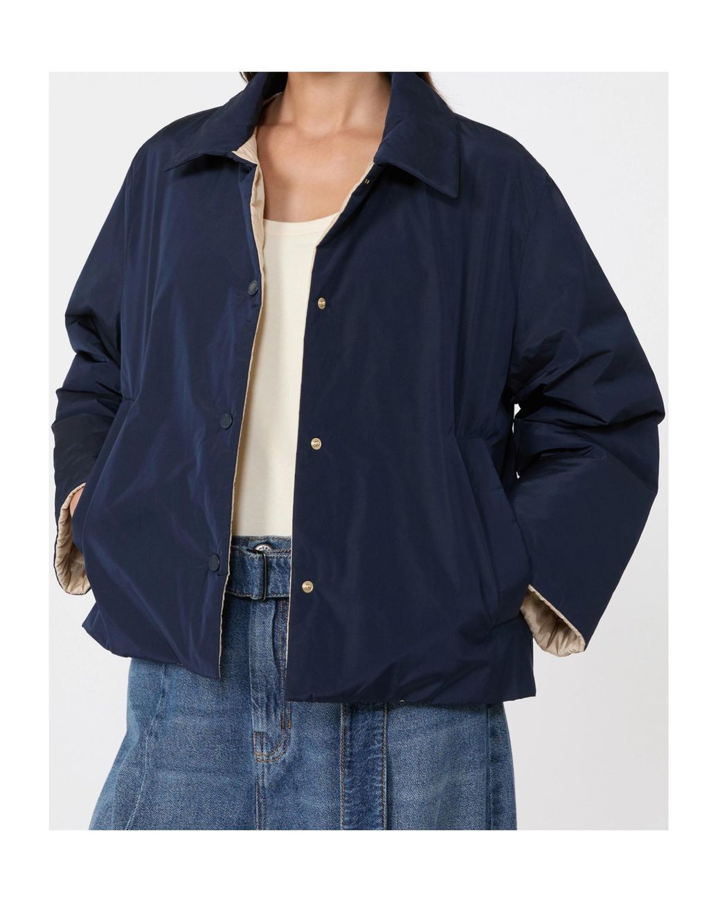 Weekend by Maxmara Blue Button-Up Collared Jacket