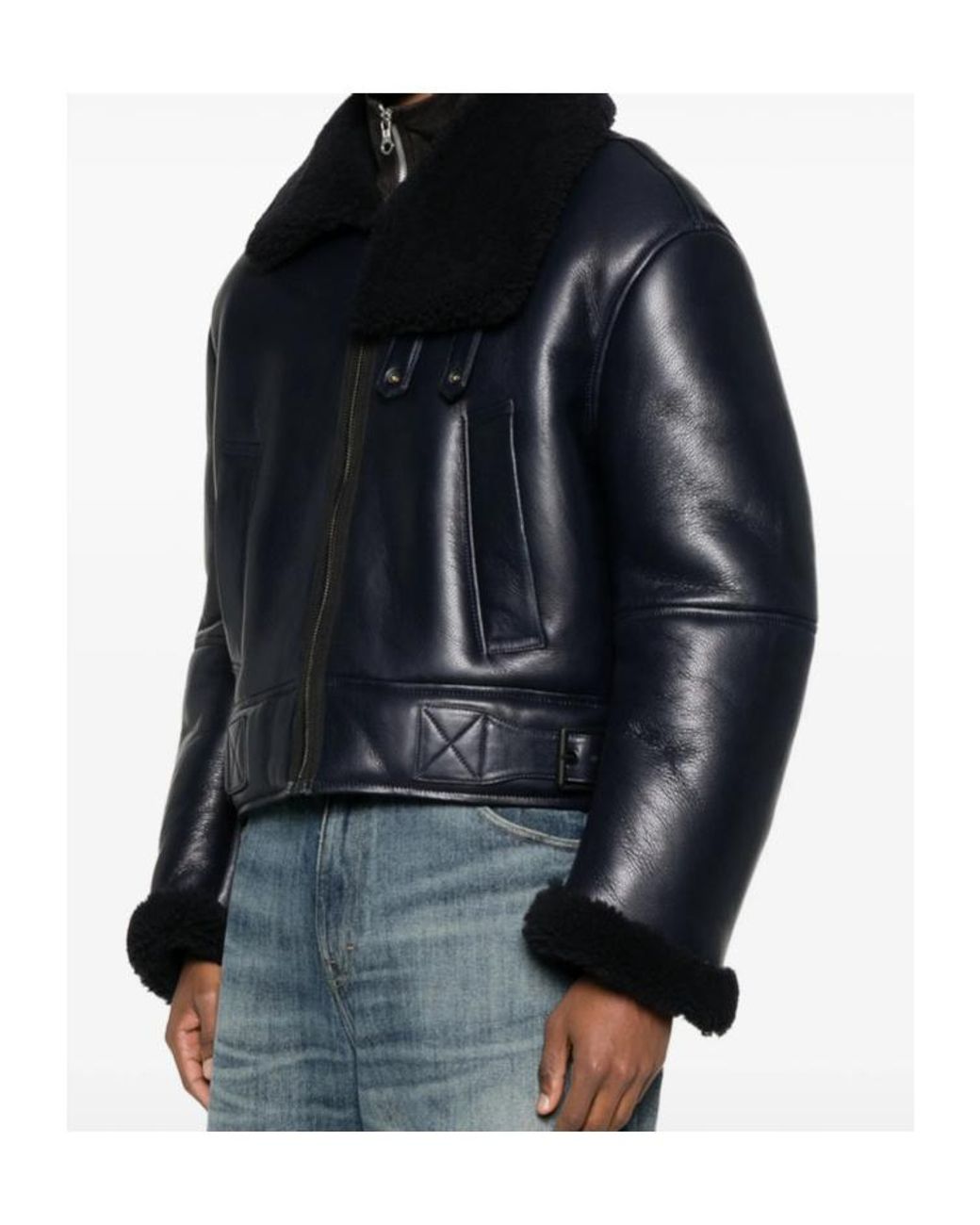 Acne Black Zip-Up Leather Jacket for men