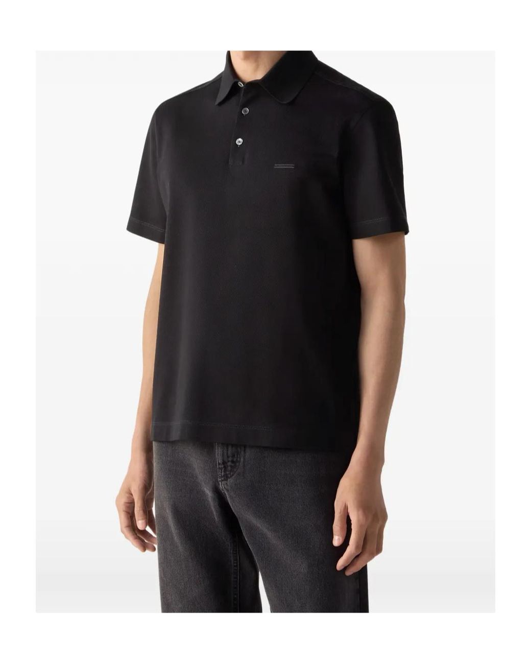 Zegna Black Classic Short-Sleeve Polo Shirt for men