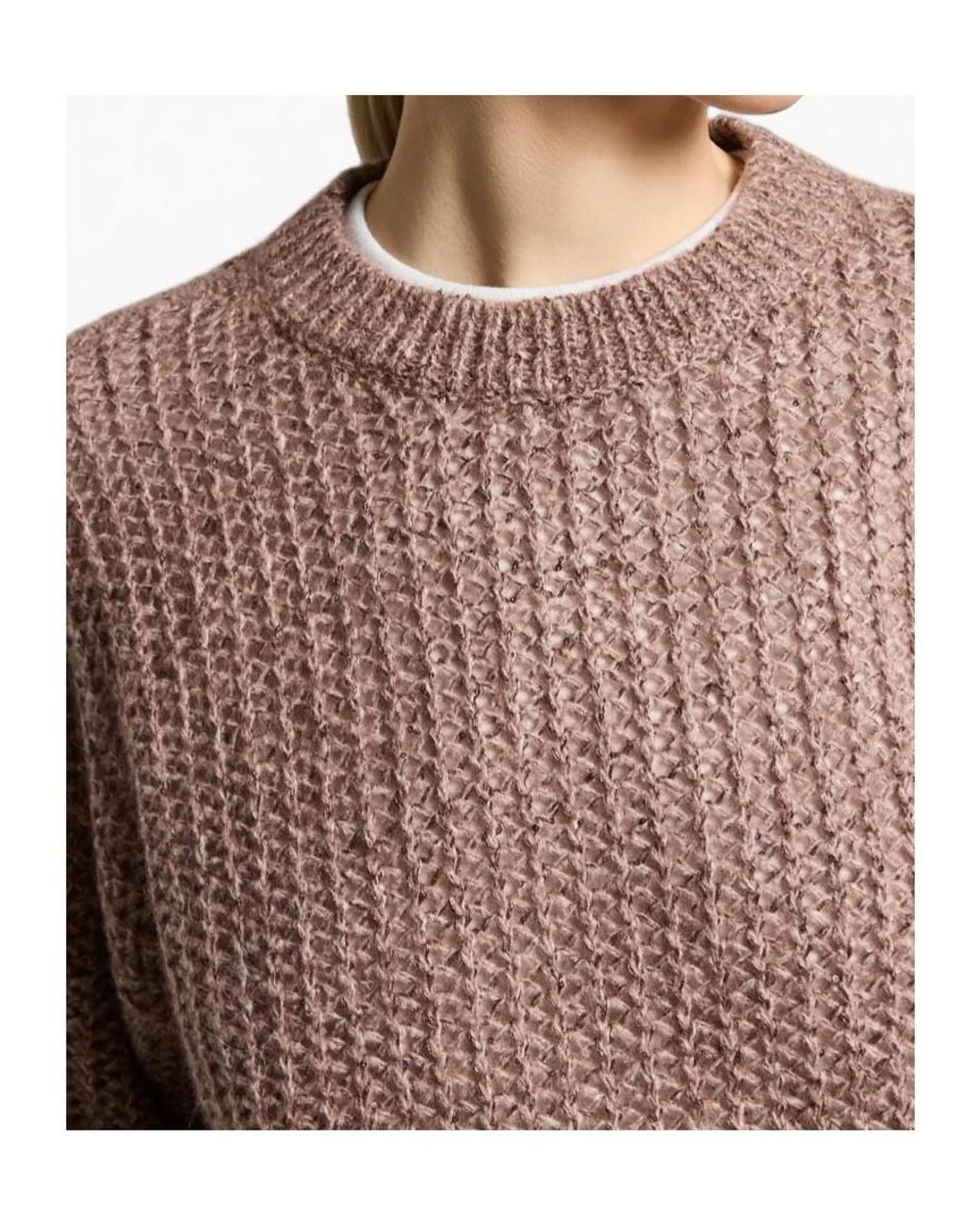 Peserico Brown Sequin-Embellished Knit Sweater