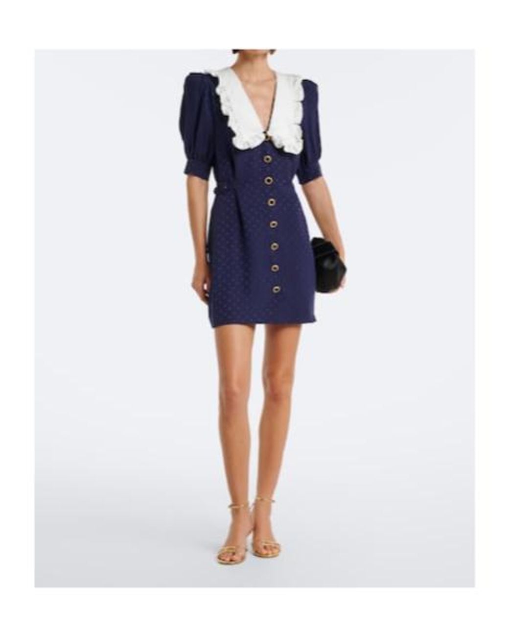 Alessandra Rich Blue Belted Silk Jacquard Minidress