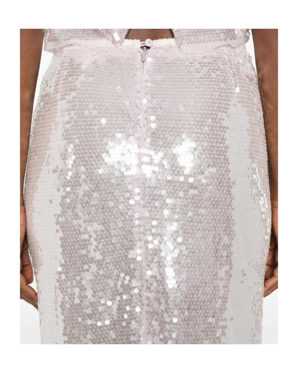 Forte_forte White Sequin-Embellished Pencil Skirt