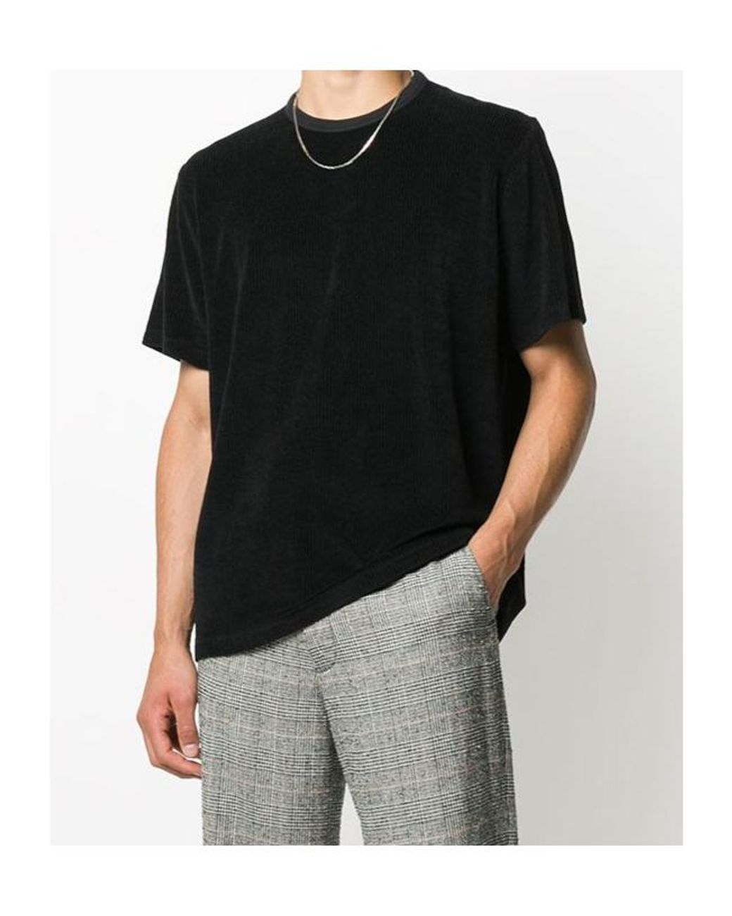 Our Legacy Black Round Neck Corduroy T-Shirt for men