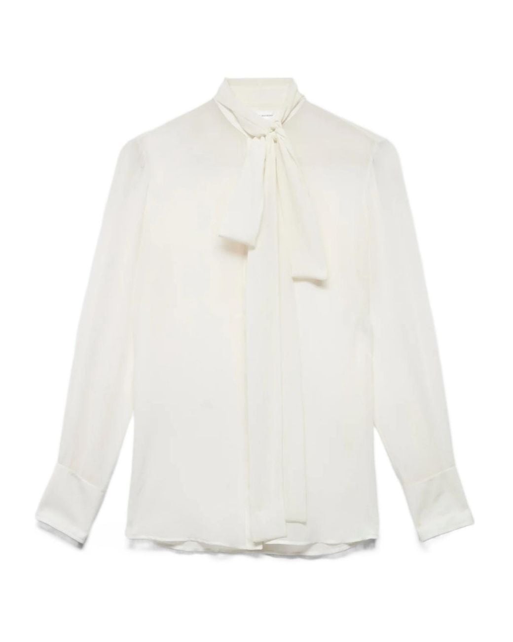 7 For All Mankind White Pussy-Bow Long-Sleeve Shirt