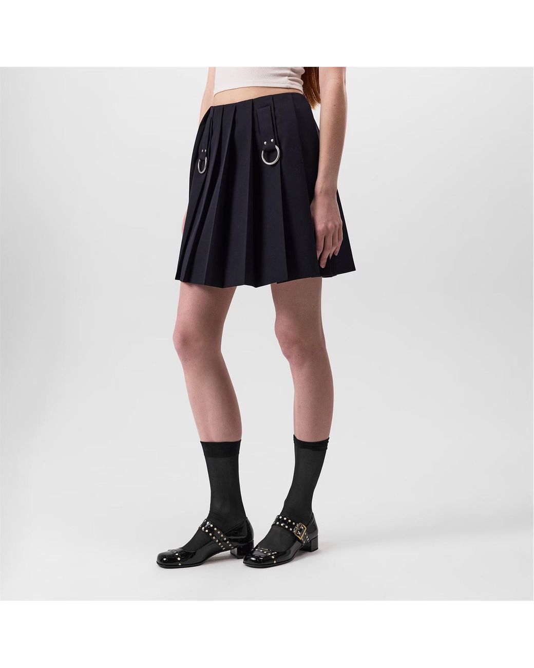 Prada Black Buckle Mini Skirt