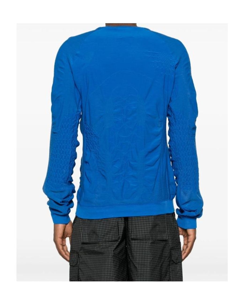 Roa Blue Wama 3D Textured-Knit Long-Sleeve T-Shirt for men