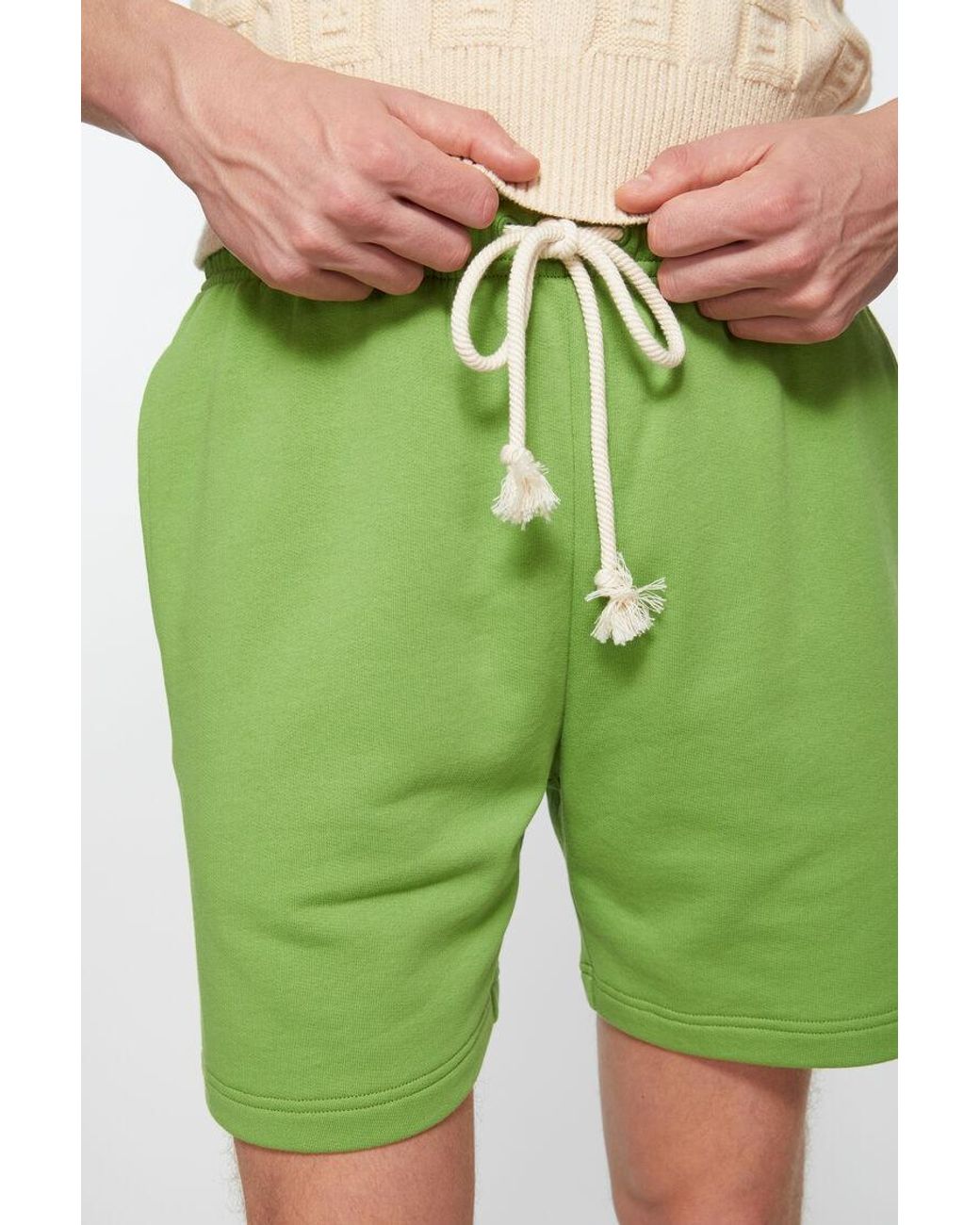 Acne Green Face Logo-Appliqu Cotton Track Shorts for men