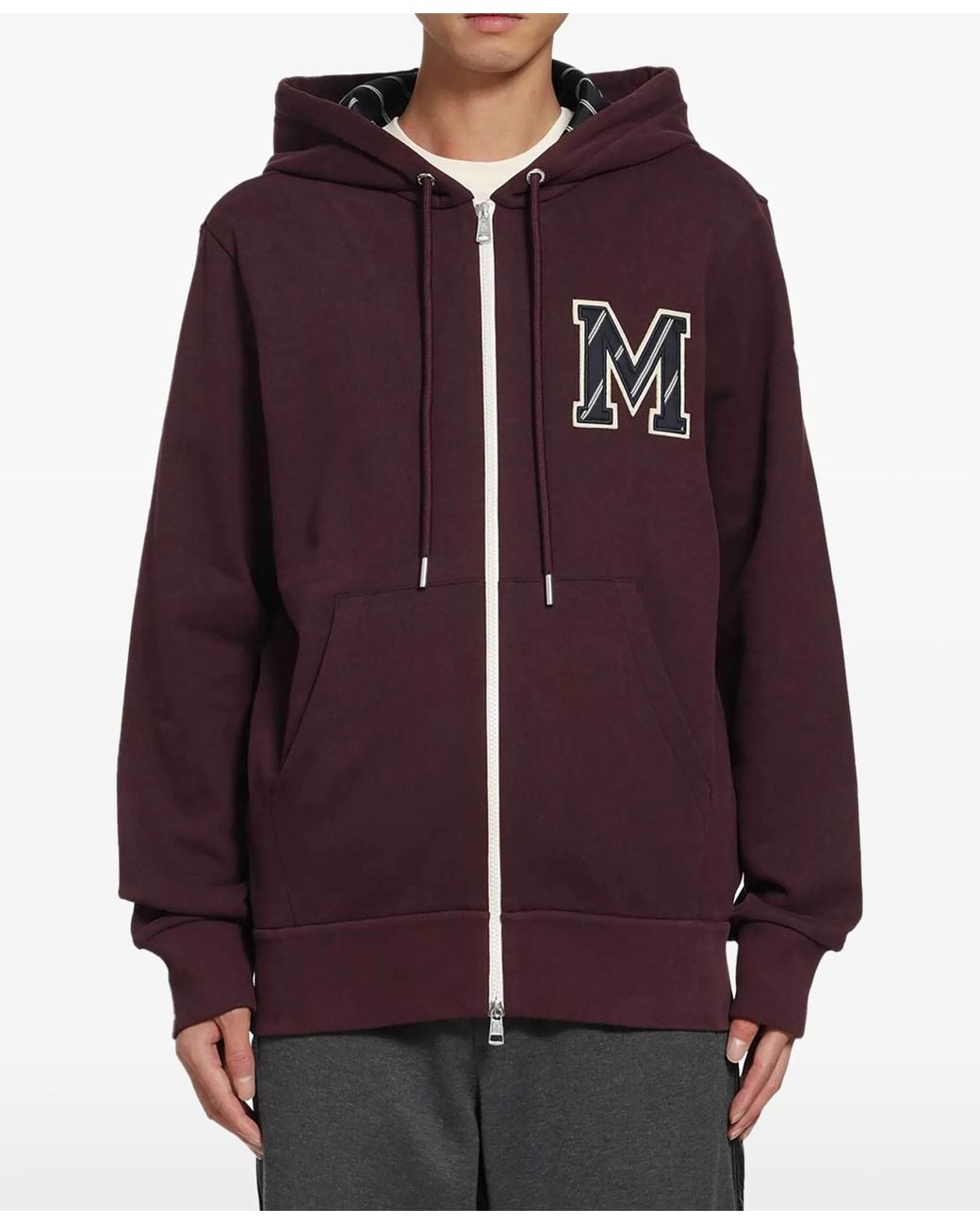 Moncler Purple Logo-Patch Zip-Up Hoodie for men