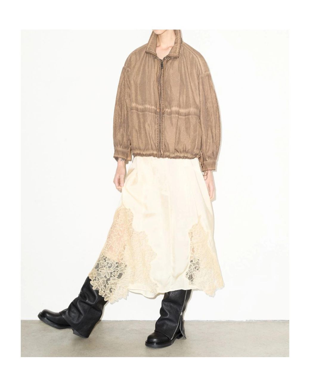 MAX&Co. Natural Oversized Nylon Bomber Jacket