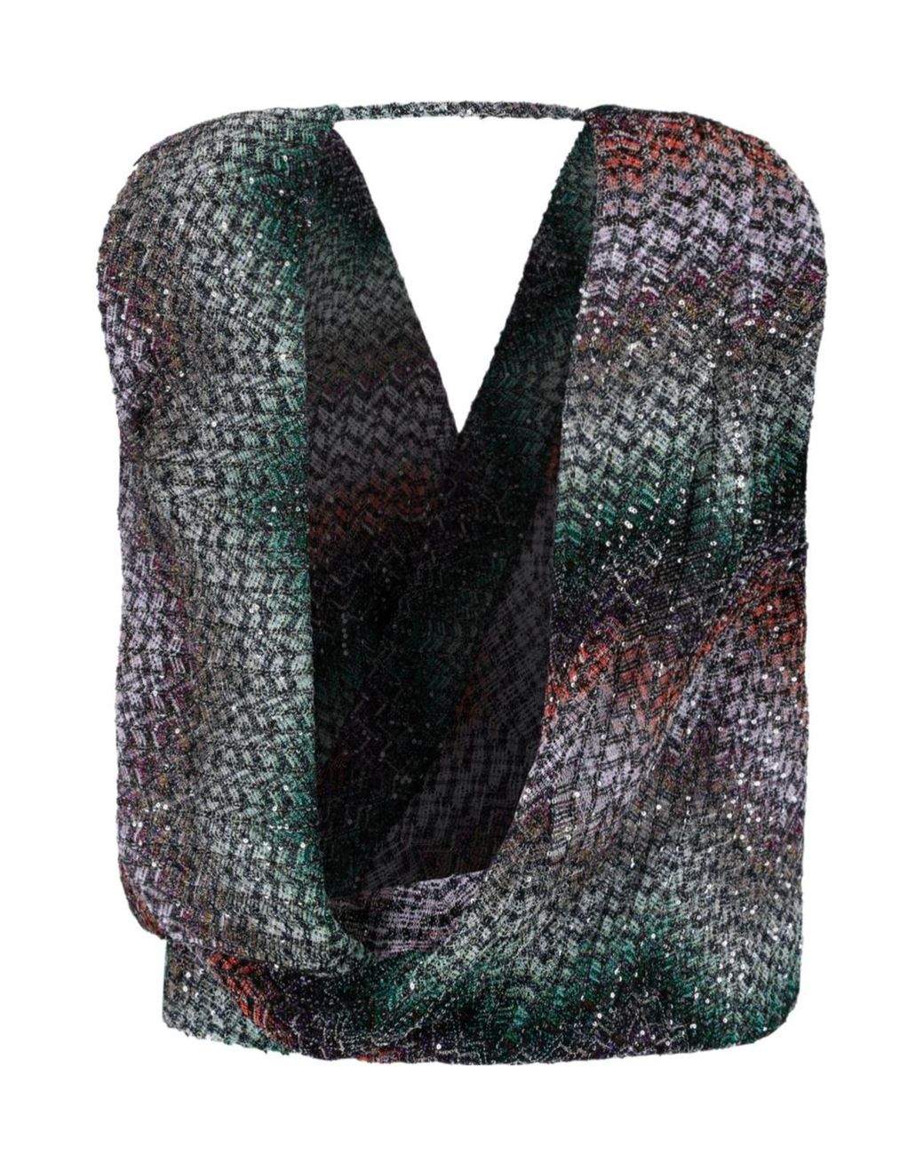 Missoni Blue Sequin-Embellished Zigzag Top