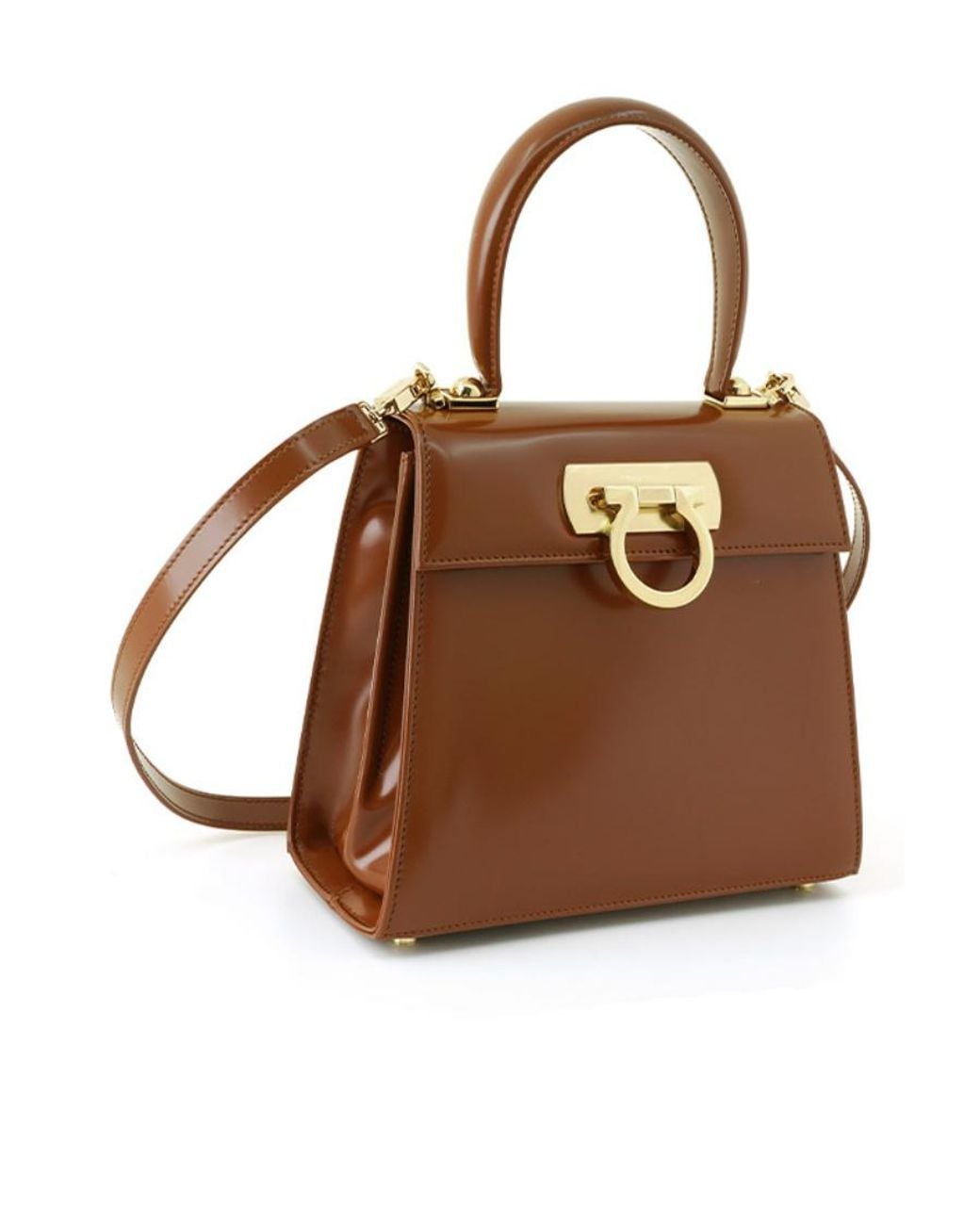 Ferragamo Brown Gancini Top Handle Bag