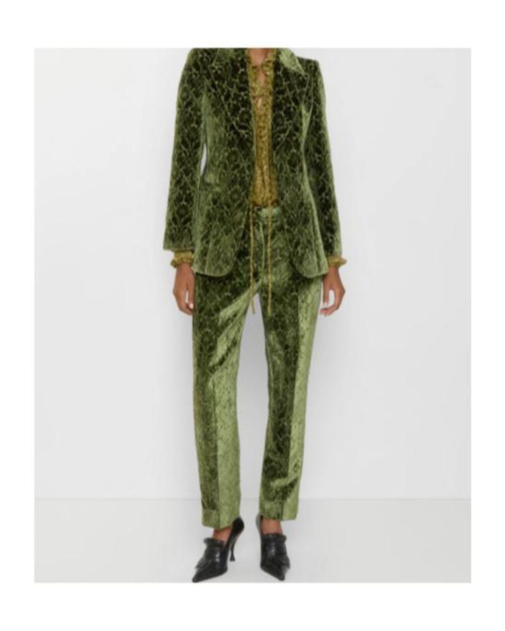 Burberry Green Baroque Velvet Tailored Trousers