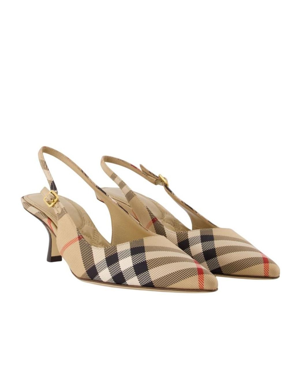 Burberry Metallic Dame Check-Print Pumps