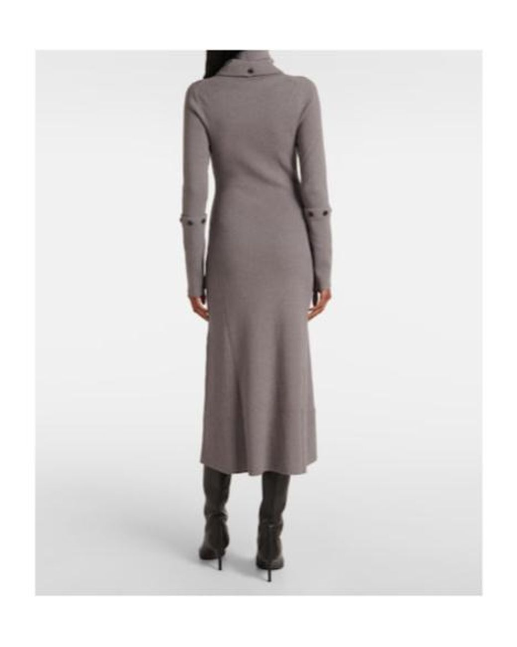 Proenza Schouler Gray Jocelyn Ribbed-Knit Midi Dress