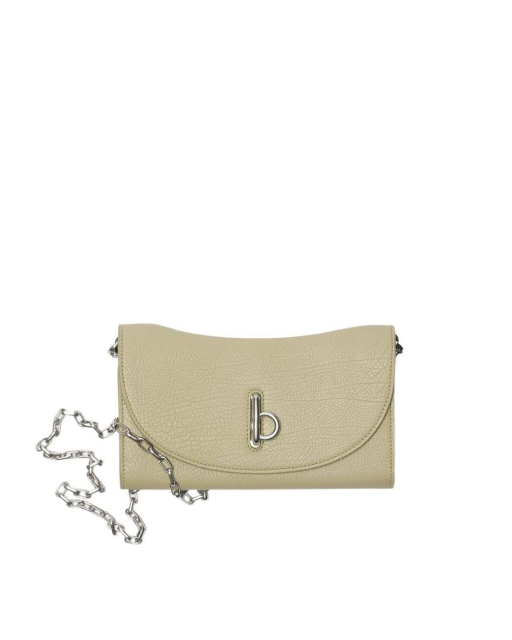 Burberry Natural Rocking Horse Foldover Top Chain-Linked Wallet