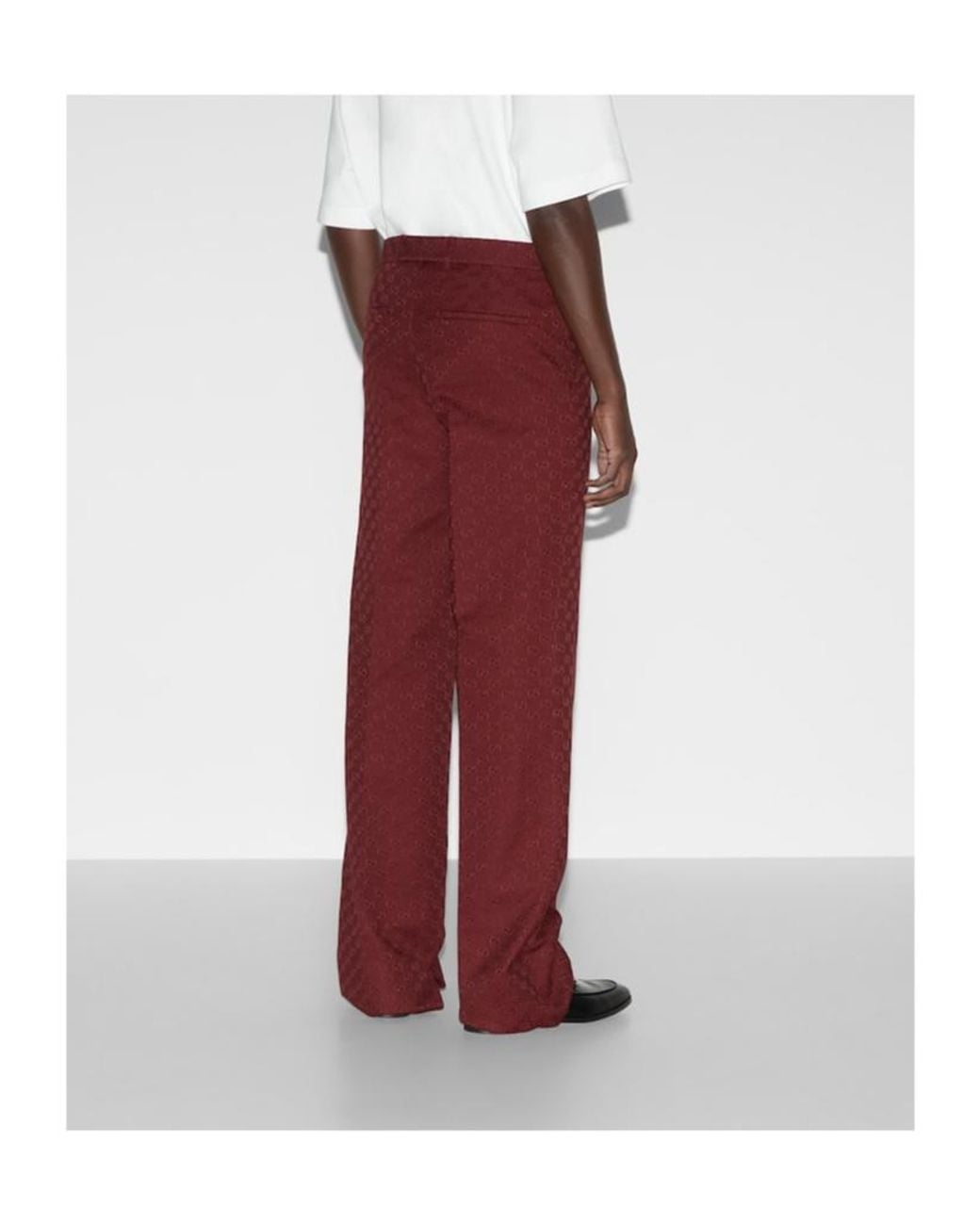 Gucci Red Monogrammed Straight-Leg Trousers for men