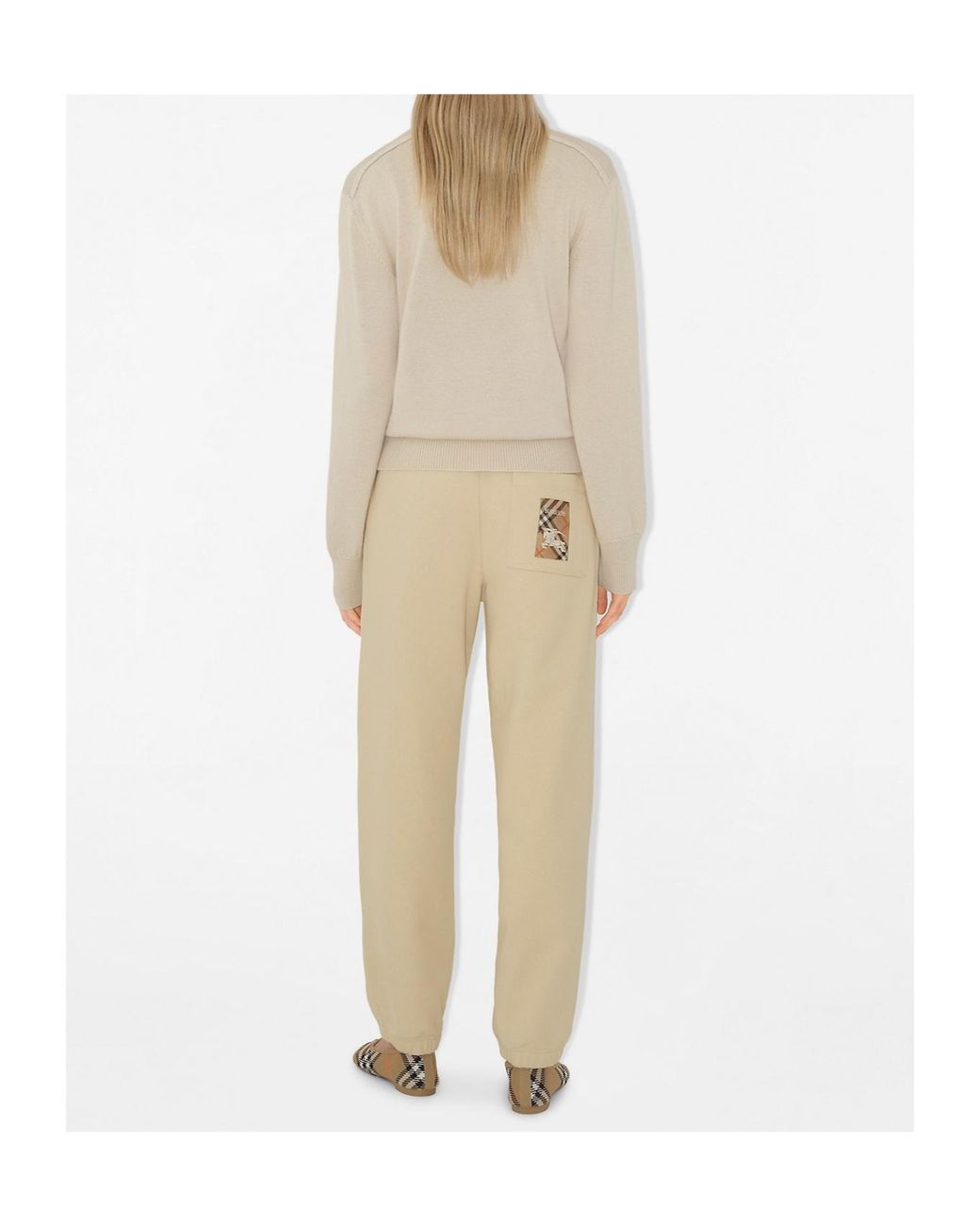 Burberry Natural Check Label Sweatpants
