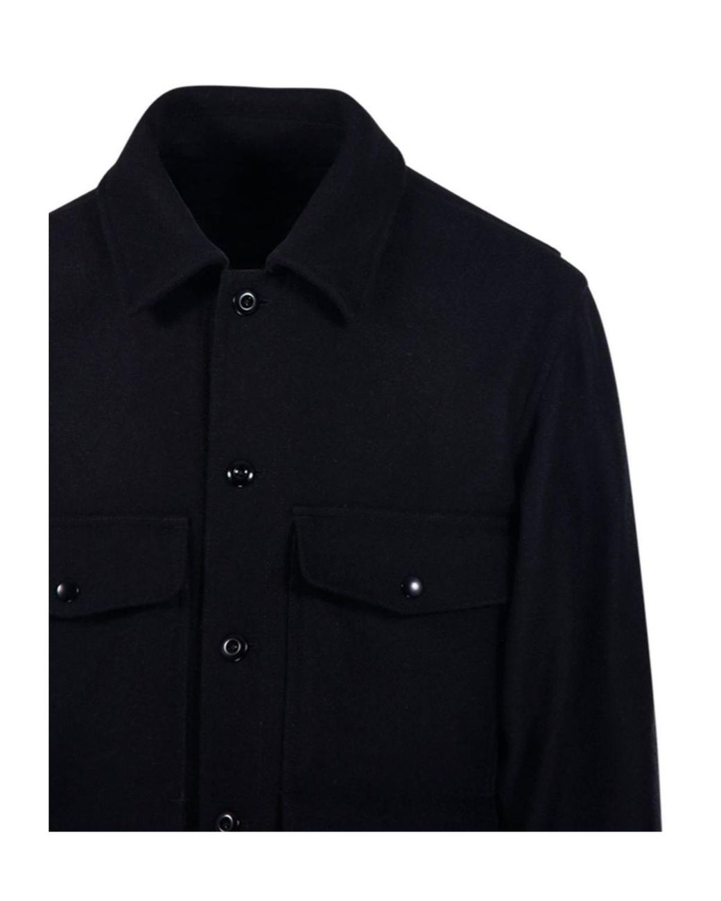 Lemaire Black Patch-Pocket Long-Sleeved Shirt Jacket for men