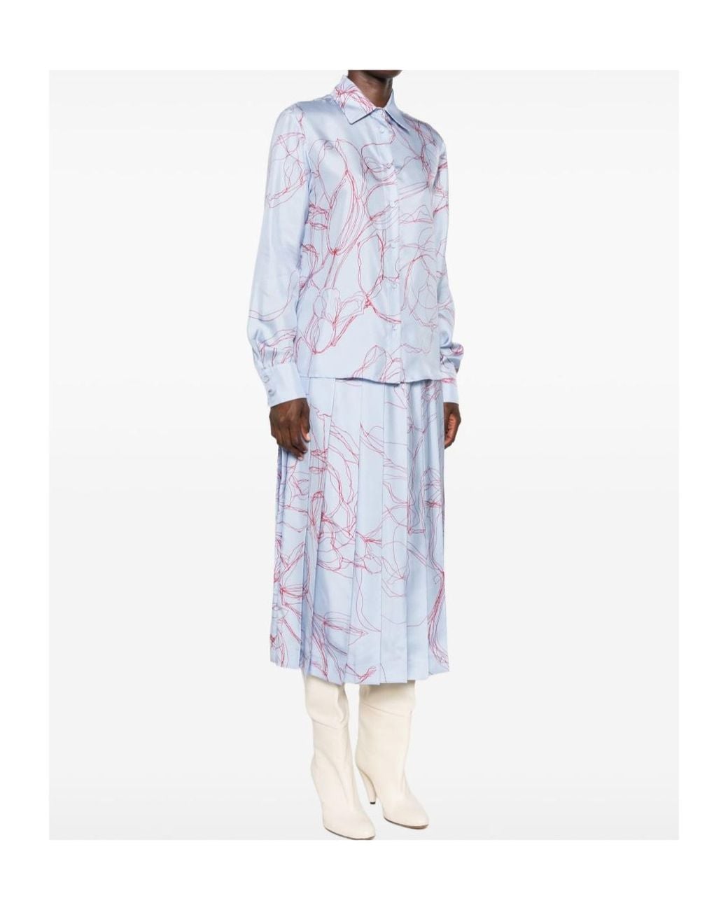 Fabiana Filippi Blue Abstract-Print Long-Sleeve Shirt