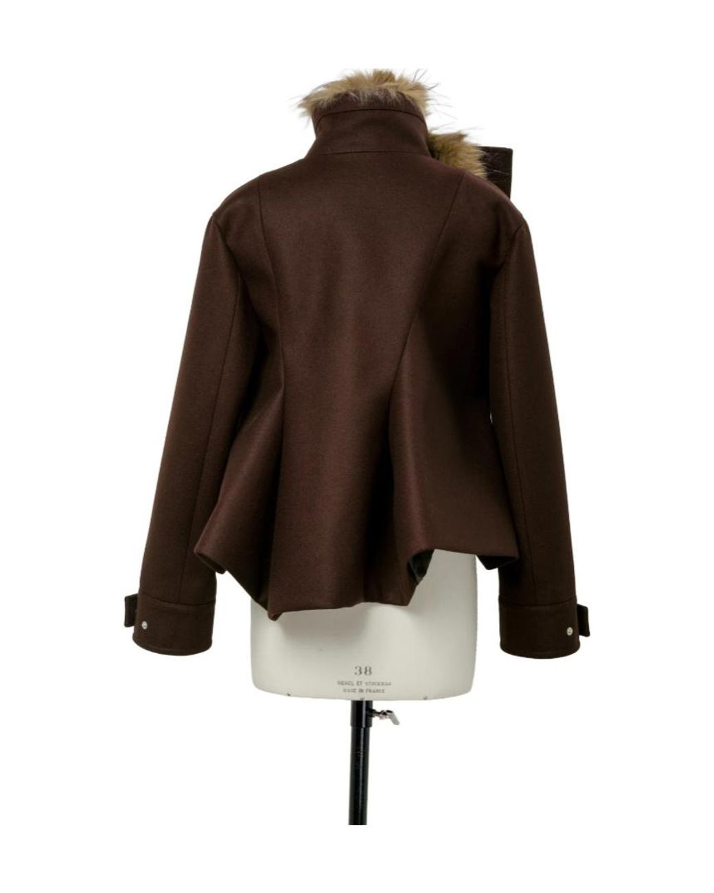 Sacai Melton Jacket in Brown | Lyst