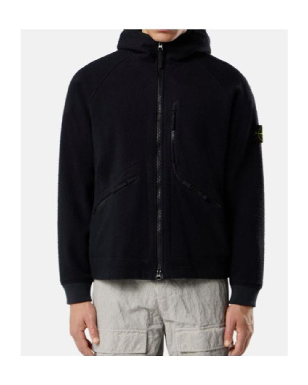 Stone Island Blue Logo Patch Hooded Jacket for men