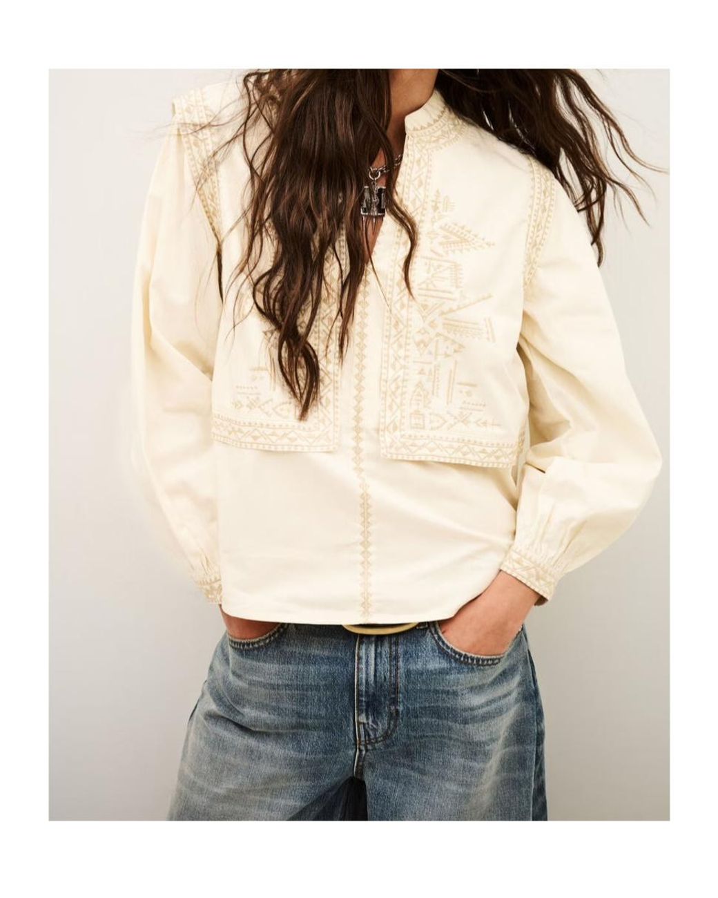 Ba&sh Natural Embroidered Shirt