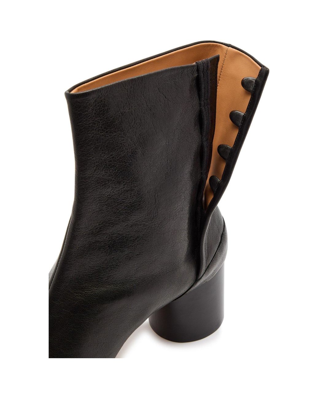 Maison Margiela Black Glossed Grained Leather Ankle Boots