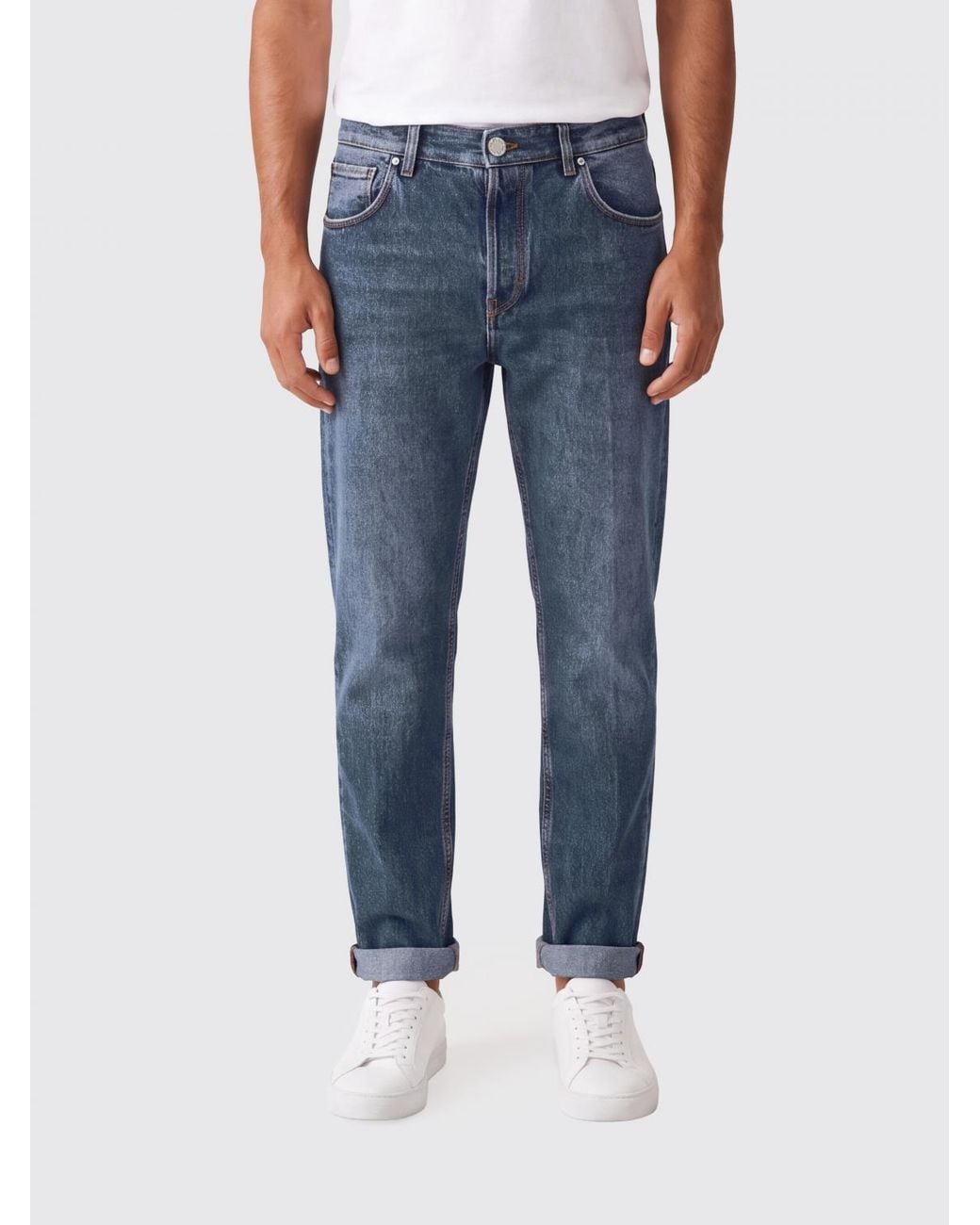 Pt Pantaloni Blue Pt Torino Turned-Up Straight-Leg Jeans for men