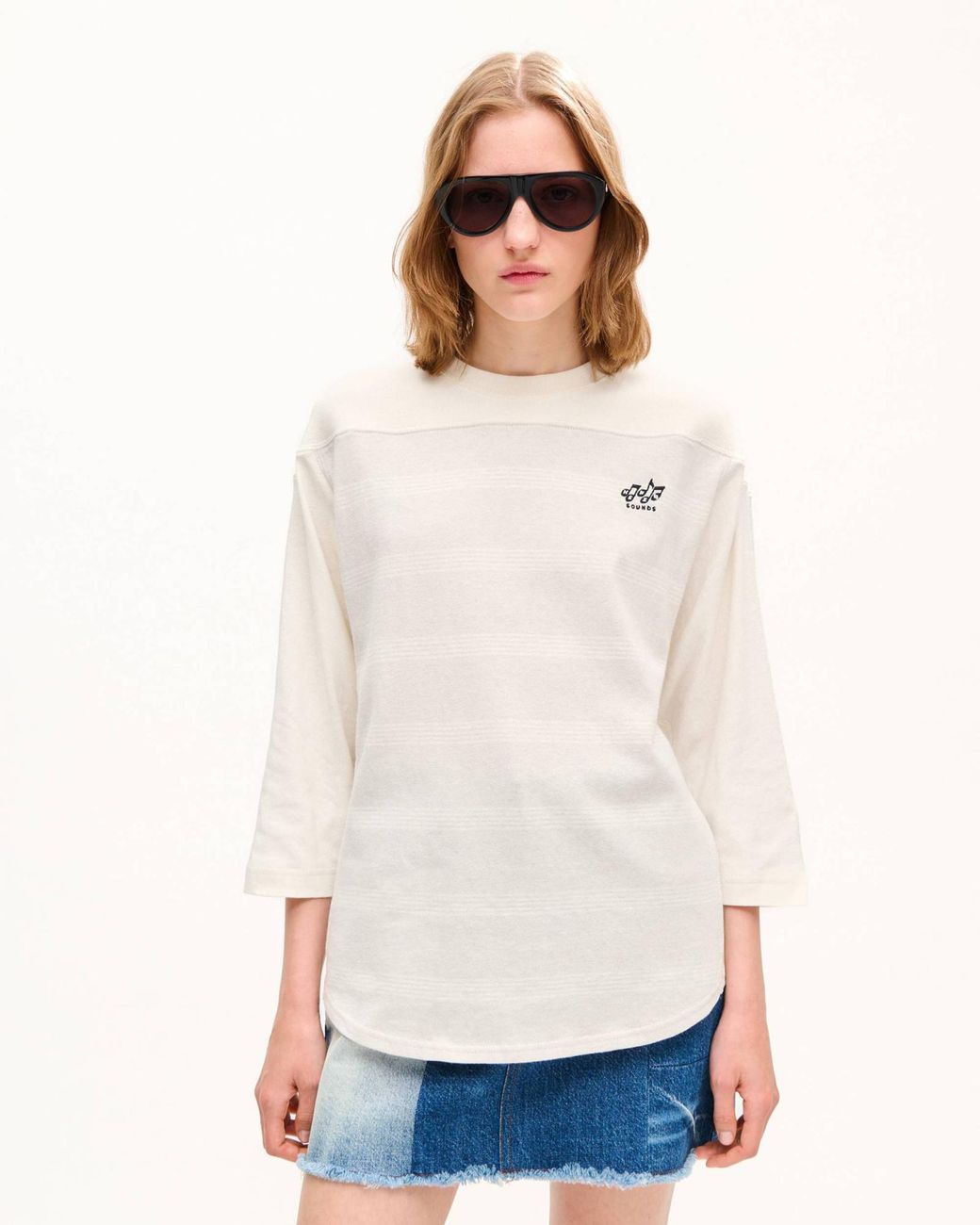 KENZO White Sounds' Embroidered Mariniere Long Sleeves T-Shirt