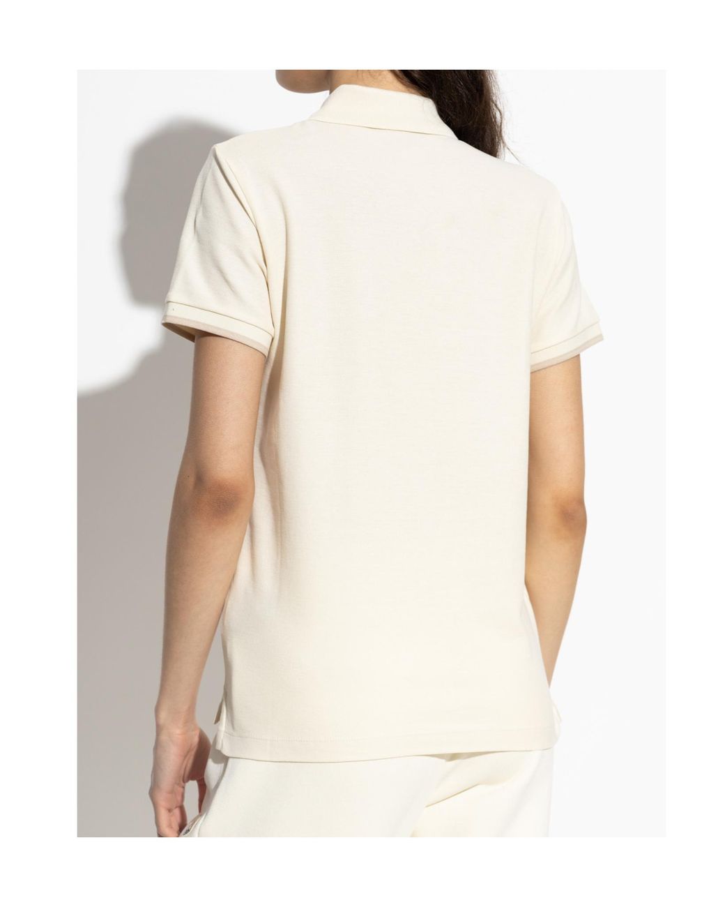 Moncler White Logo Patch Short-Sleeved Polo Shirt