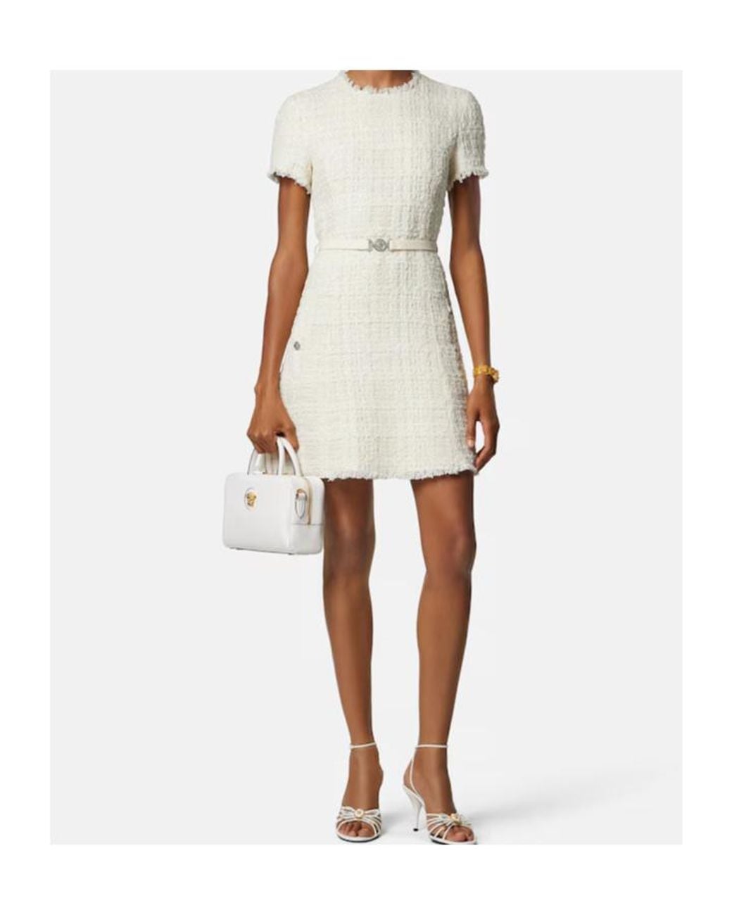 Versace White Tweed Mini Dress