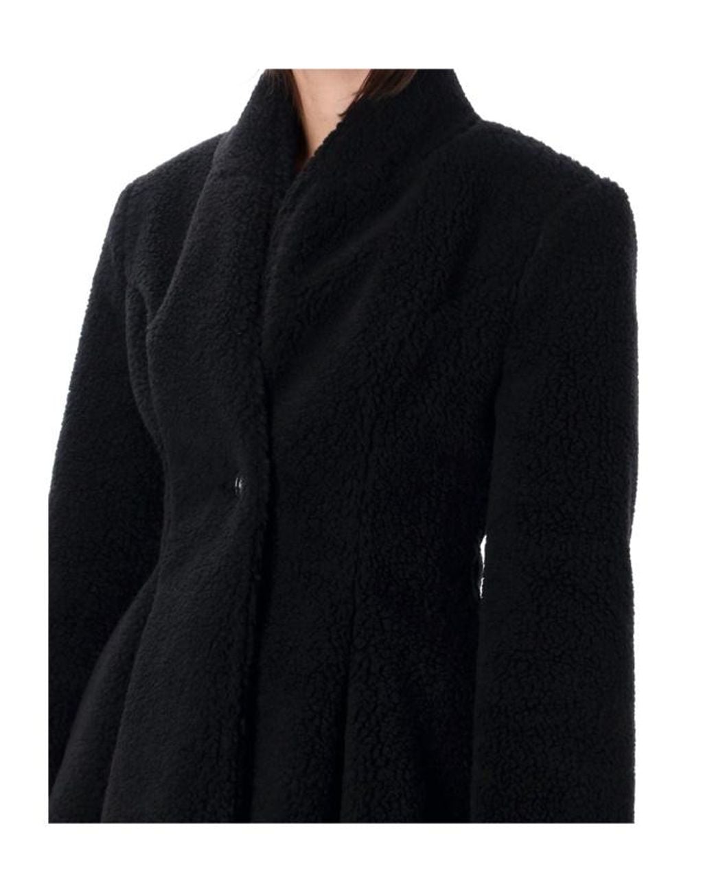 Stella McCartney Blue Waisted Plush Peplum Coat
