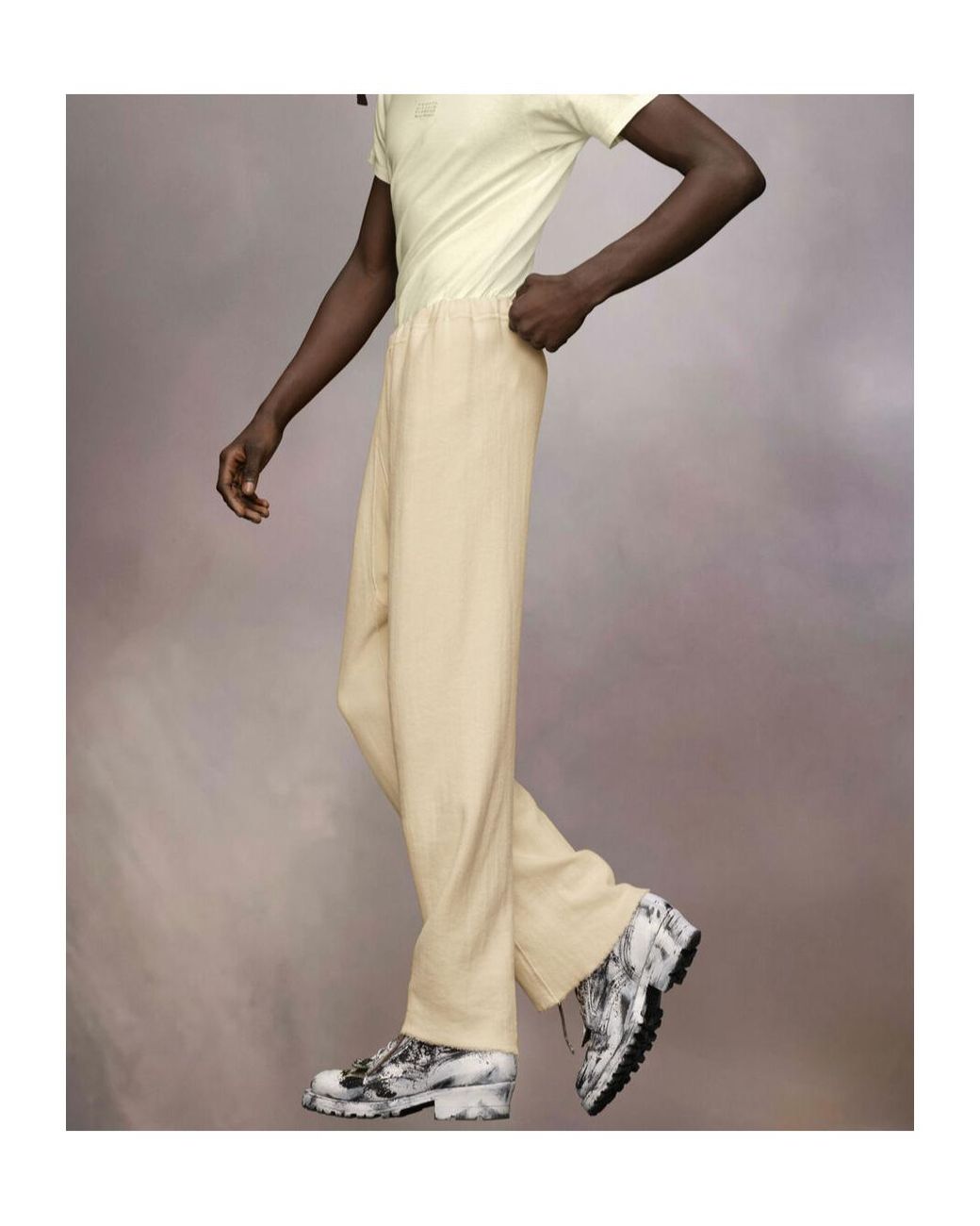 Maison Margiela Natural Four-Stitch Straight-Leg Trousers for men
