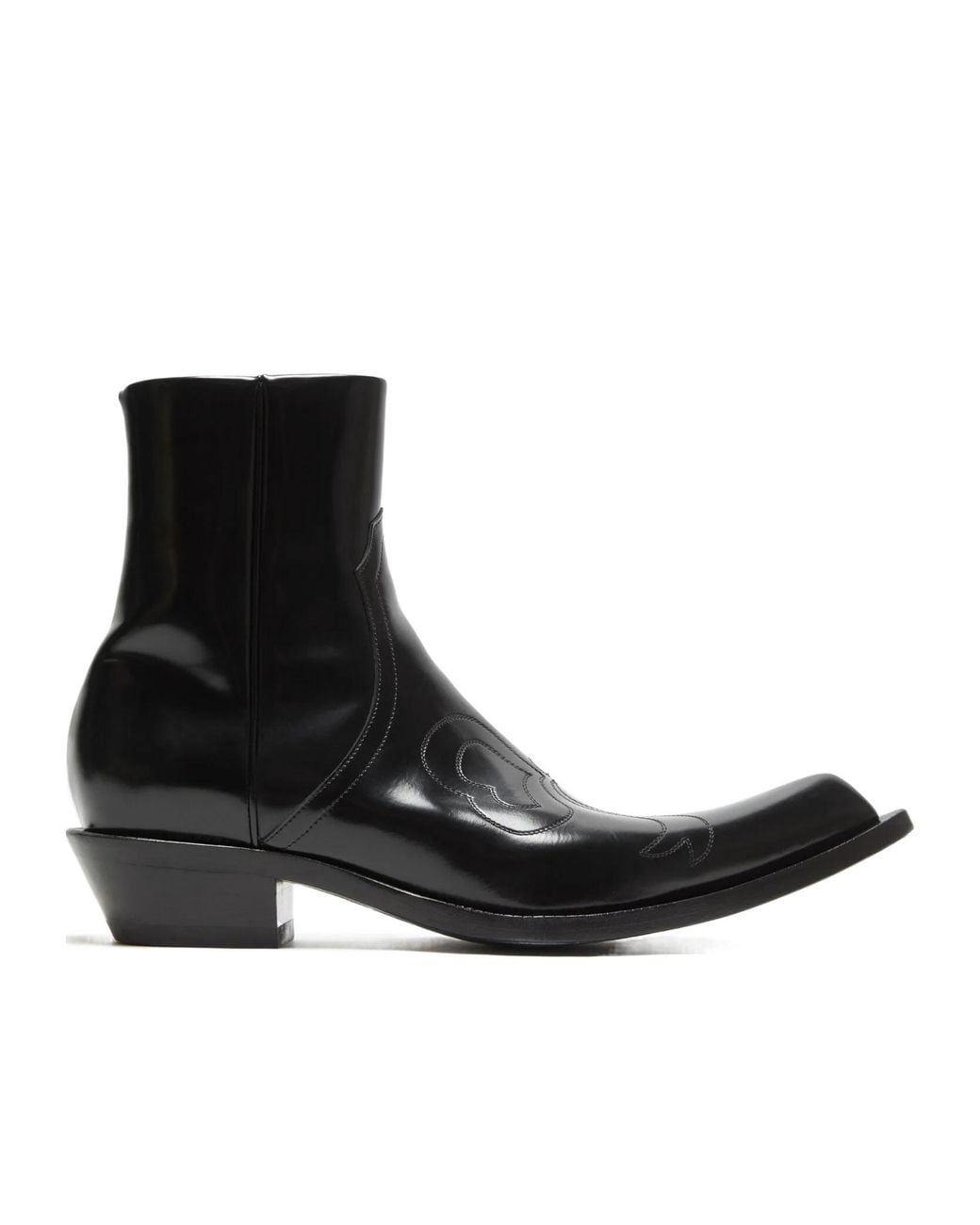 Acne Black Pointed-Toe Western Ankle Boots for men