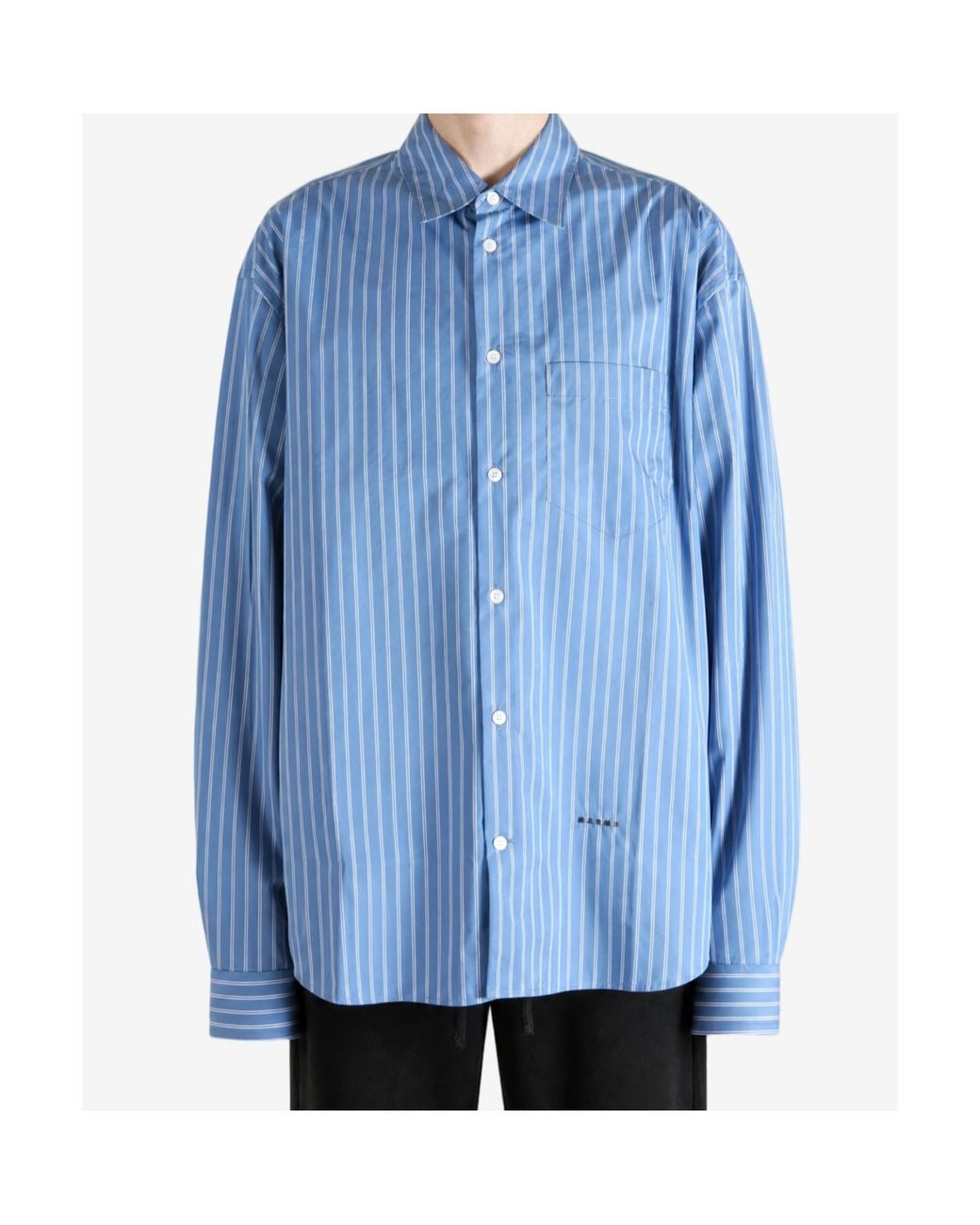 Marni Blue Striped Long-Sleeve Shirt for men