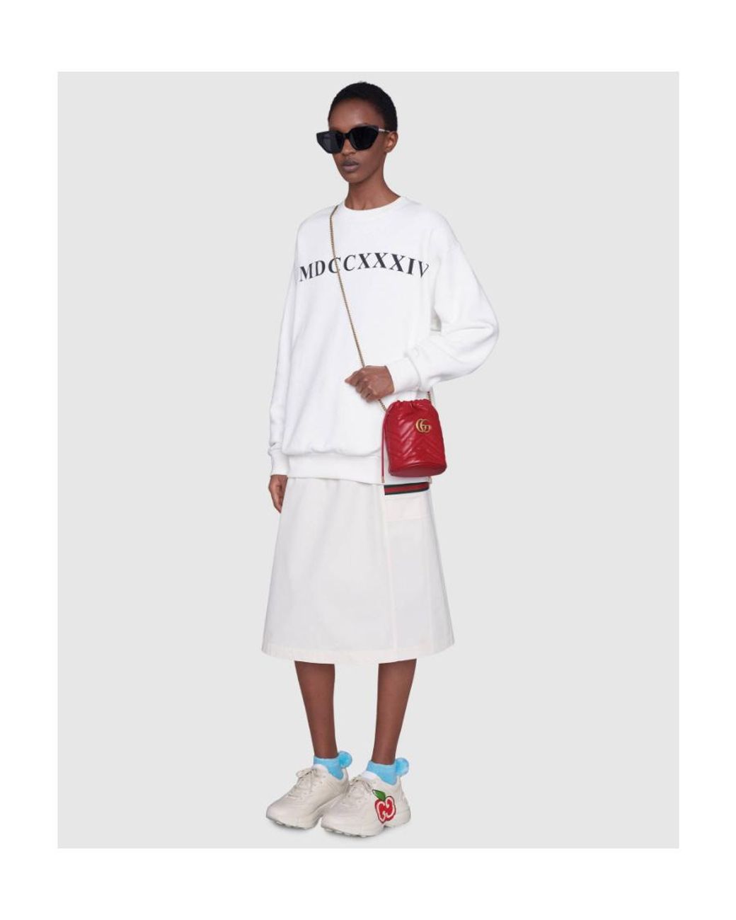Gucci Red Gg Marmont Mini Bucket Bag
